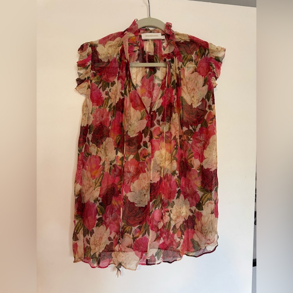 ZIMMERMANN wonderland floral silk top 2 (6-8) - Picture 4 of 8
